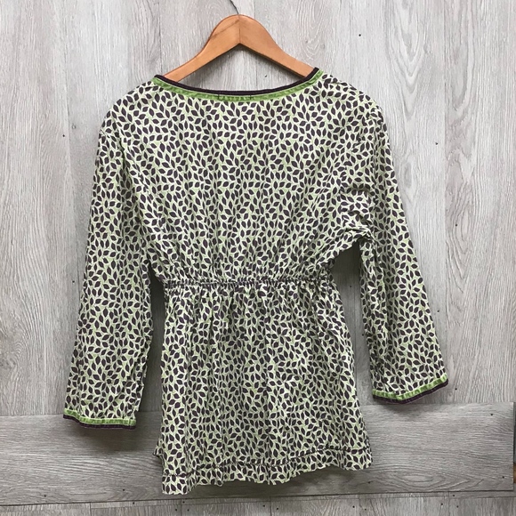 Boden Purple Green Leaf Pattern Empire Waist A4 - Picture 3 of 4